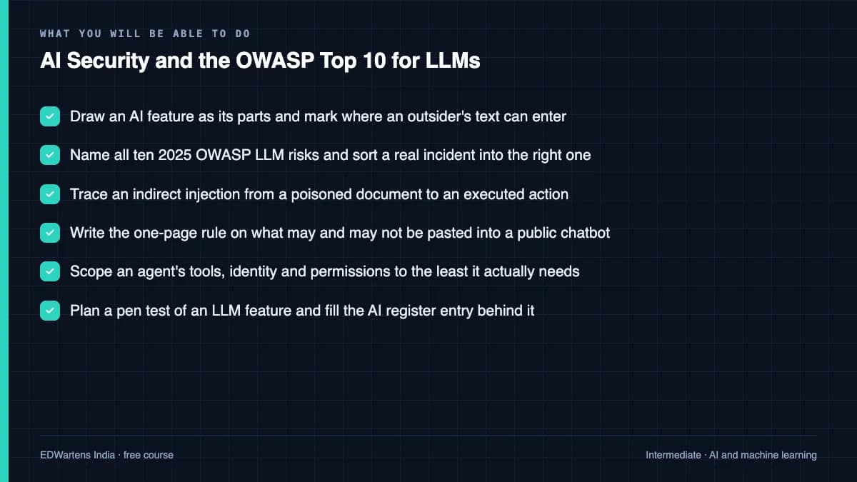 AI Security and the OWASP Top 10 for LLMs: What you will be able to do