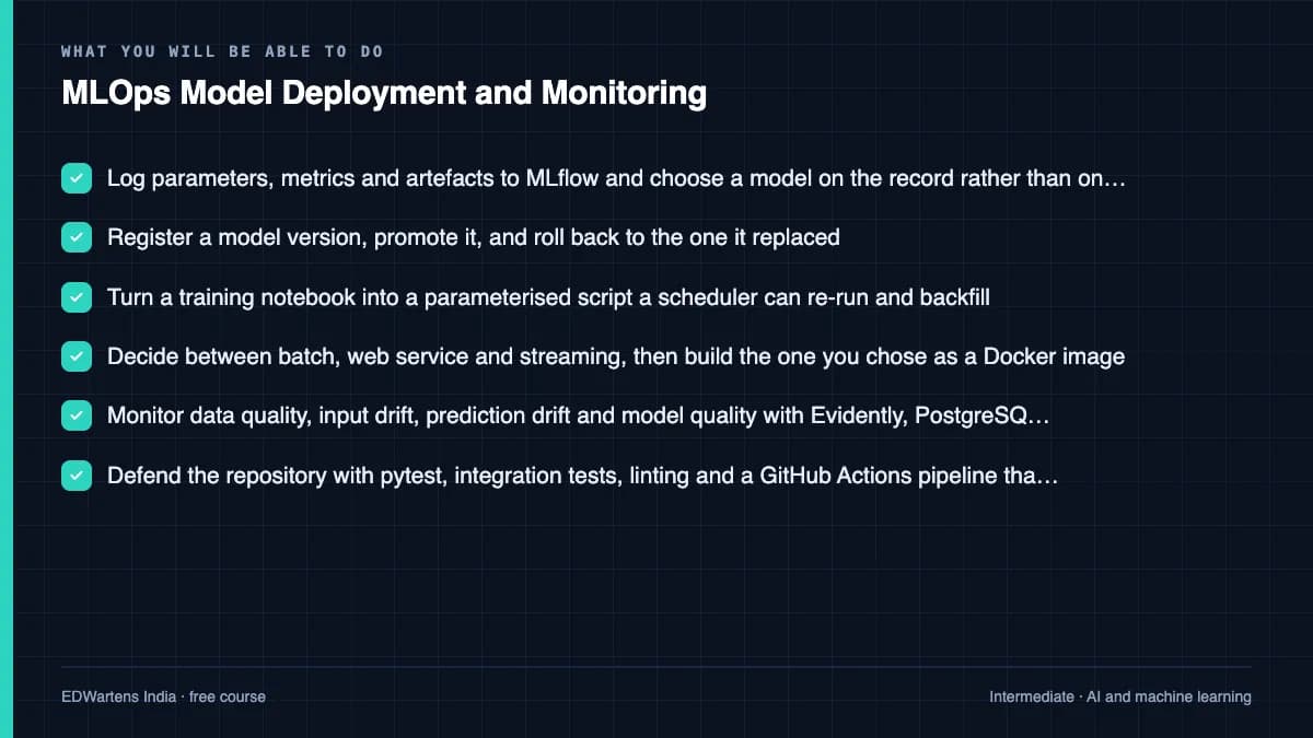 MLOps Model Deployment and Monitoring: What you will be able to do