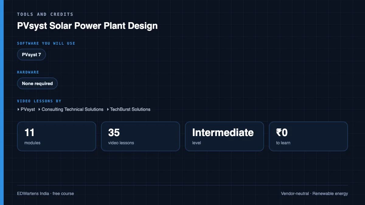 PVsyst Solar Power Plant Design: Tools and credits