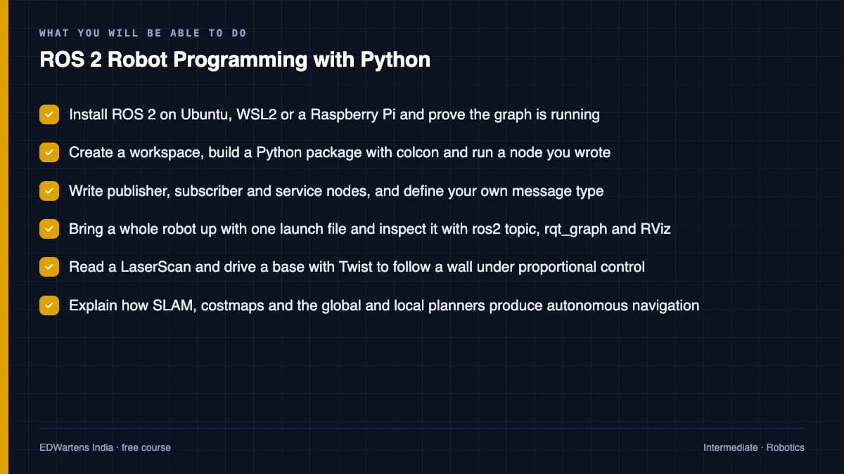 ROS 2 Robot Programming with Python: What you will be able to do
