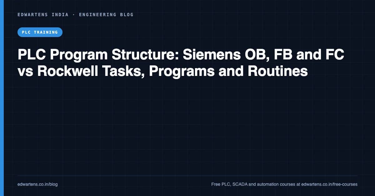 PLC Program Structure: Siemens OB, FB and FC vs Rockwell Tasks, Programs and Routines