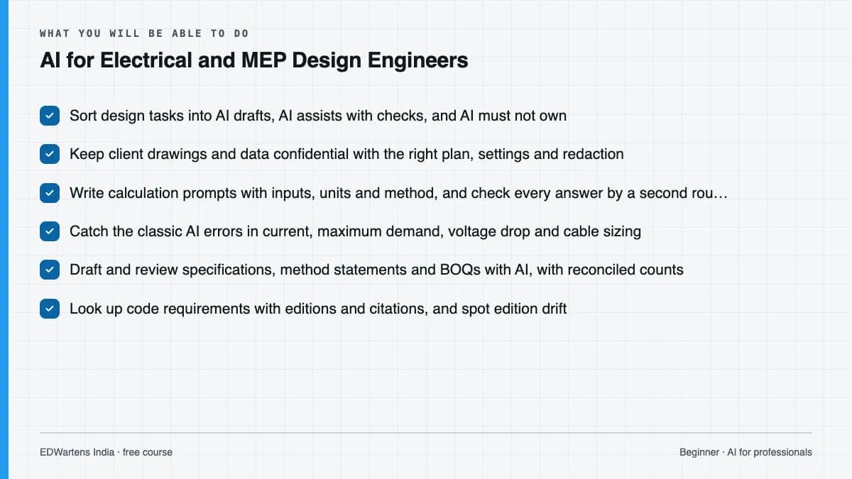 AI for Electrical and MEP Design Engineers: What you will be able to do