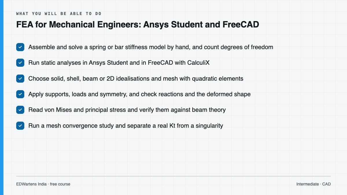 FEA for Mechanical Engineers: Ansys Student and FreeCAD: What you will be able to do