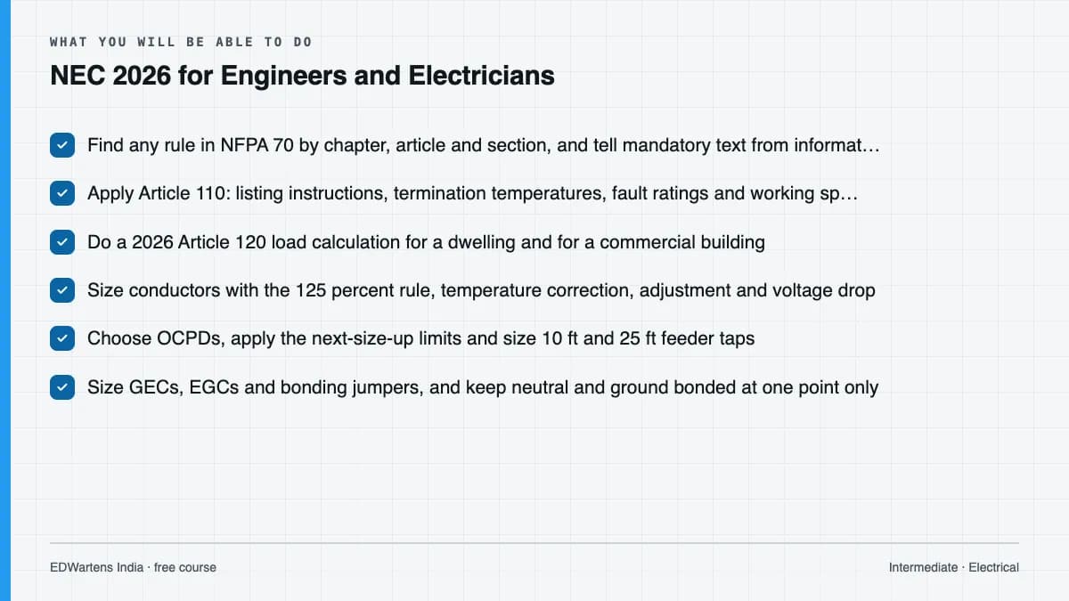 NEC 2026 for Engineers and Electricians: What you will be able to do