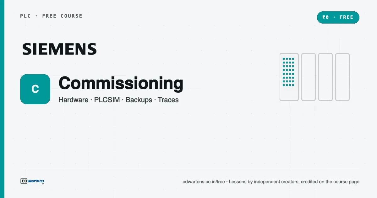 Siemens TIA Portal Commissioning: Hardware, PLCSIM, Backups and Troubleshooting free course cover