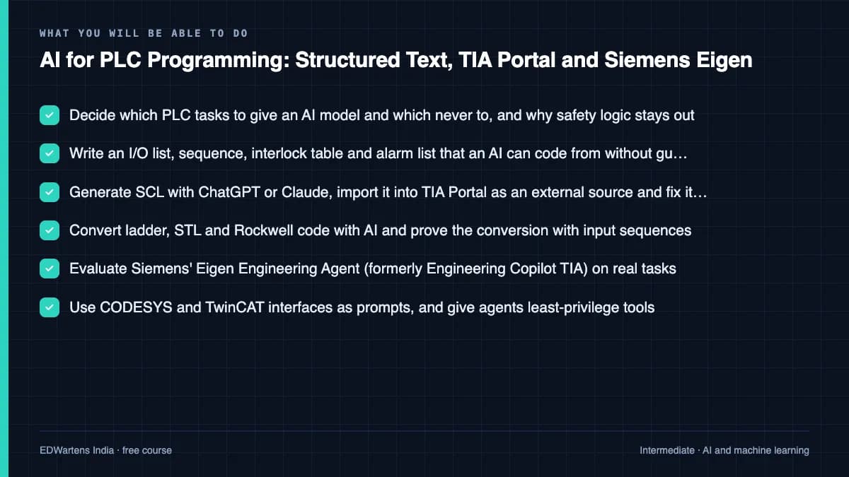 AI for PLC Programming: Structured Text, TIA Portal and Siemens Eigen: What you will be able to do