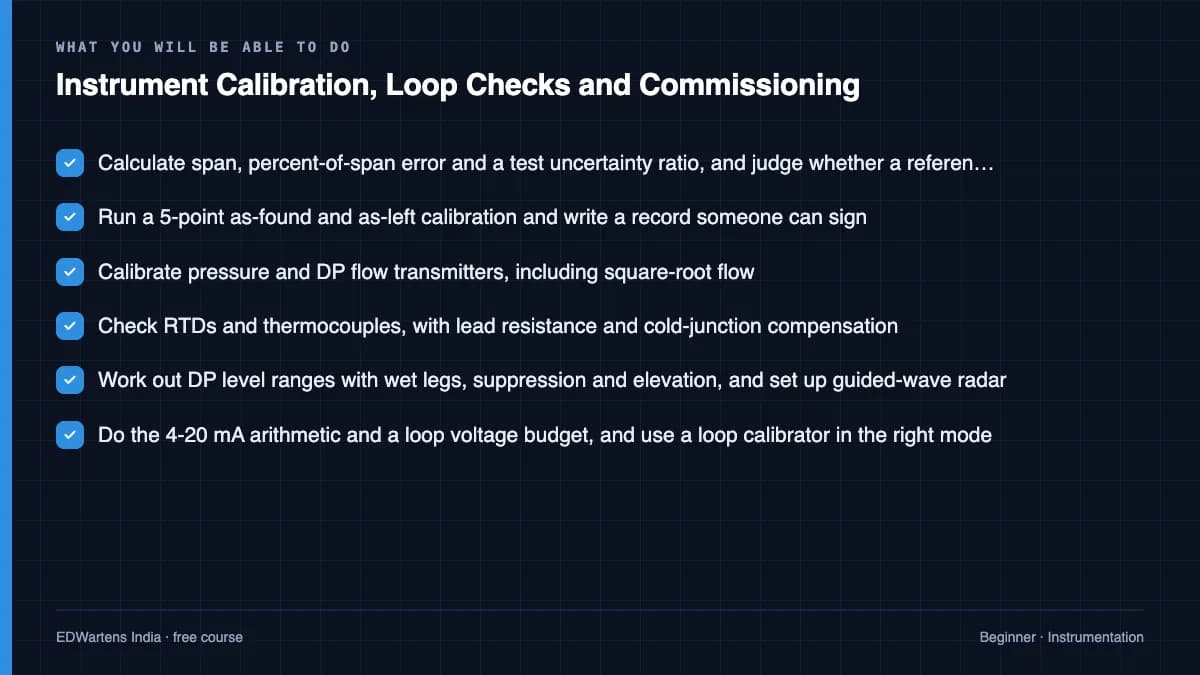 Instrument Calibration, Loop Checks and Commissioning: What you will be able to do
