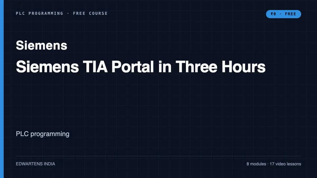 Siemens TIA Portal in Three Hours course cover