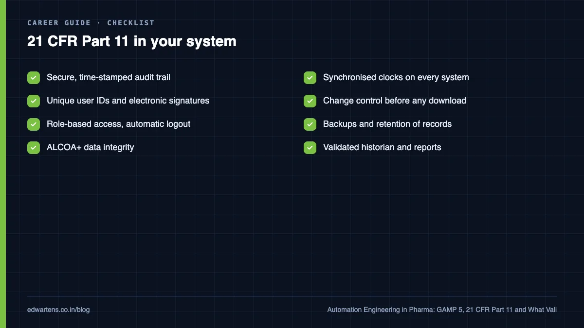 Part 11 requirements a controls engineer implements