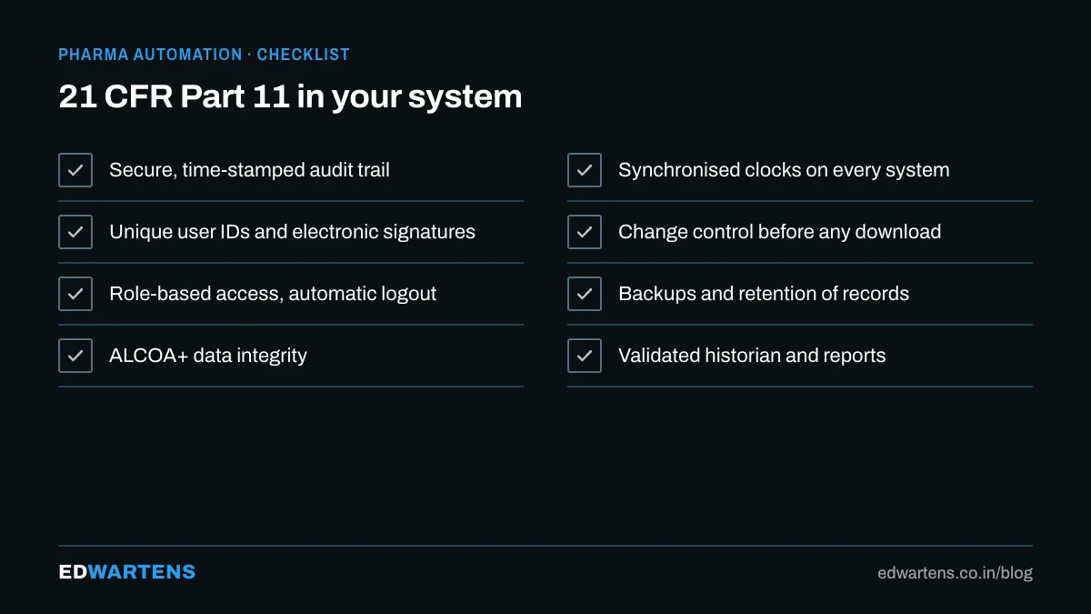 Part 11 requirements a controls engineer implements